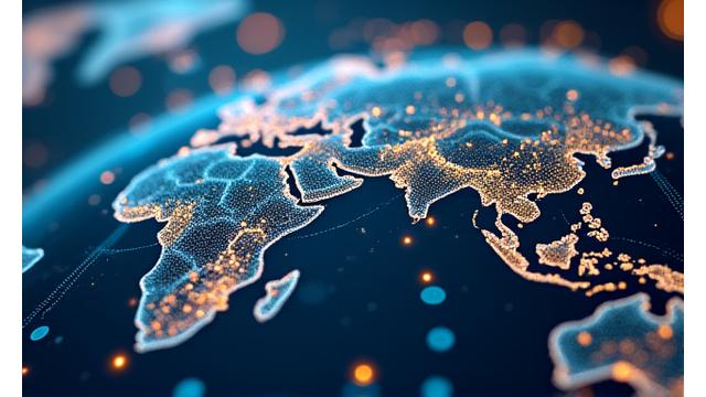 Animated diagram of a scalable cloud infrastructure with global reach and secure connections