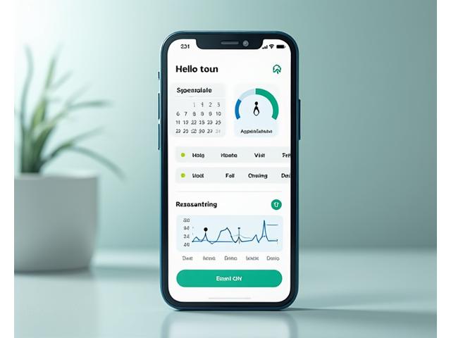 Screenshot of a clean, user-friendly healthcare mobile app displaying appointment scheduling and health data tracking.