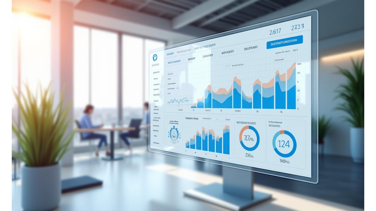 Animated growth dashboard showing key startup metrics and upward trajectories