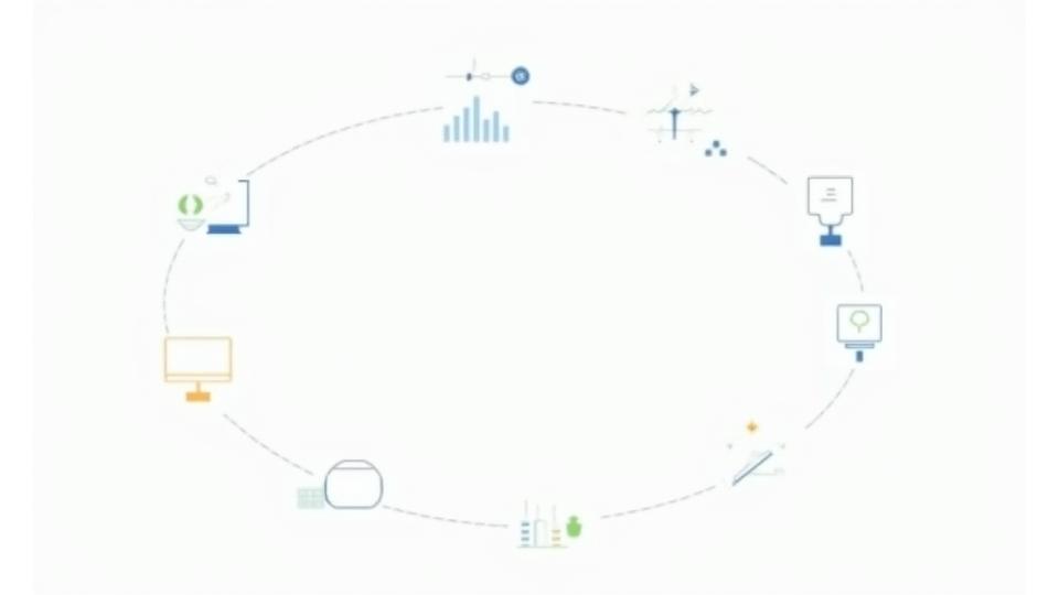A clean, minimalist infographic illustrating the iterative design process, flowing from User Research to Ideation, Prototyping, Testing, and Implementation, with arrows indicating circular feedback loops. Icons represent each stage and text describes key activities like 'empathy mapping' and 'usability testing'.
