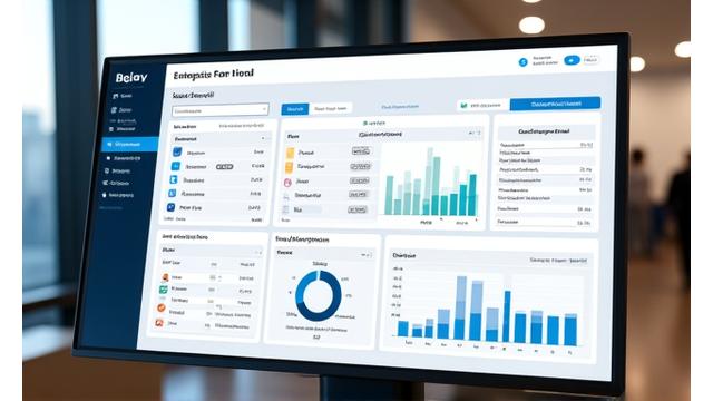 Screenshot of a sophisticated enterprise portal dashboard with complex data visualizations, user management interfaces, and secure login forms.