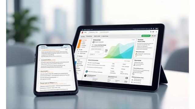 Screenshot of a modern Progressive Web App (PWA) on a smartphone and tablet, showcasing native-like performance and offline capabilities.